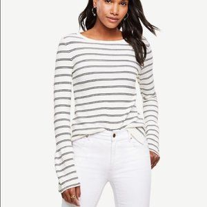 Ann Taylor White and Black Striped Sweater